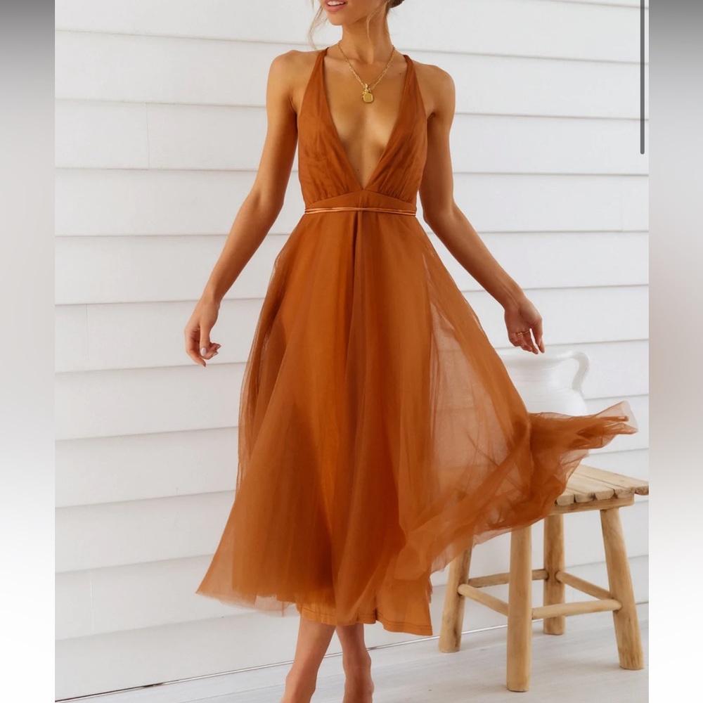 Hello Molly Summer Cinderella dress midi chocolate